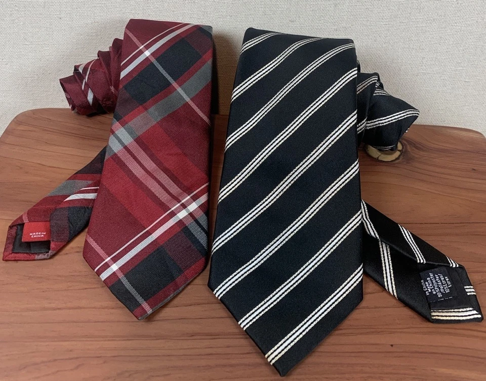 Мужской галстук комплект Merona шелк красный клетку и черная полоса Lurex праздник шеи галстуки  - Изображение 1 из 4