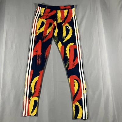 Adidas Originales Leggings Mujer XS Azul Marino Rojo Amarillo 3 Rayas Trifolio AB2647 Foto 1 de 4