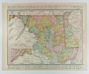 Vintage 1899 MARYLAND & DELAWARE Atlas Map Authentic Antique Phila Public Ledger