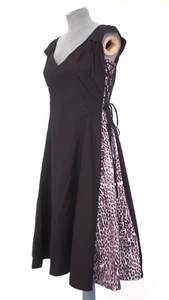 Abito Dead Threats nero leopardato midi retrò anni 50 vestibilità insolita svasato festa taglia M - Foto 1 di 19