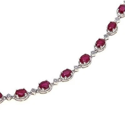 Brazalete Tenis Rarezas RUBÍ Esterlina Rubí Birmano Circón Blanco SS 7 1/2" $689 Foto 1 de 4