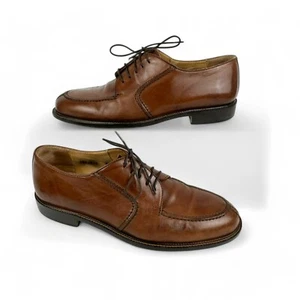 Pronto Uomo Men's Firenze Oxford Dress Shoes 8.5M Leather Brown Lace Up Italy - Picture 1 of 12