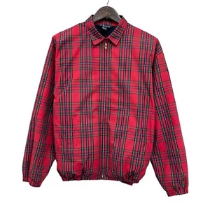 Ralph Lauren Vtg Mens L Full Zip Harrington Red Tartan Plaid Fleece Lined Jacket - Picture 1 of 6