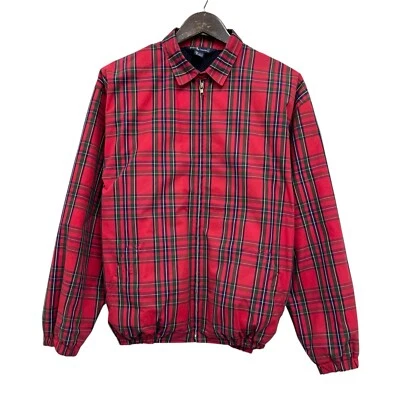 Ralph Lauren винтажный мужской L полный молнии Harrington красный Tartan клетку флис с подкладкой куртка - Изображение 1 из 4