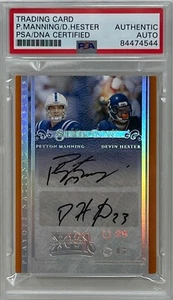 PEYTON MANNING & DEVIN HESTER Signed 2007 Playoff National Treasures #7/10 HOF - Picture 1 of 2
