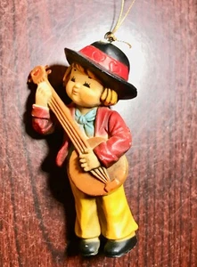 ornament Suited For The Season Christmas instrument playing boy in hat pre-own - Picture 1 of 1