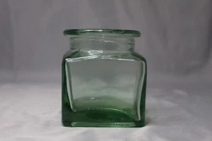 Green Square Art Deco Glass Jar Cube Vase Decoration Pear - Picture 1 of 6