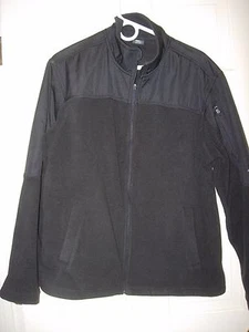 MENS BLACK FLEECE ZIPPER JACKET COAT WINTER HIKING BASE LAYER CASUAL SIZE L 48" - Picture 1 of 4