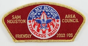 Vintage 2002 Sam Houston FOS Friendly Council Boy Scout BSA CSP Schulteraufnäher - Bild 1 von 4
