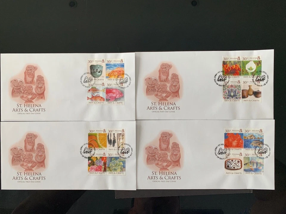 ST HELENA 2006 ARTS & CRAFTS - ARTWORK 16v FIRST DAY COVERS x 4 SG989/1004 - Image 1 of 1