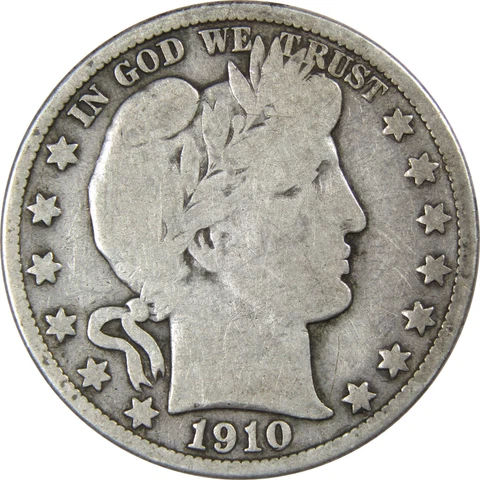 1910 Barber Half Dollar VG Very Good 90% Silver 50c SKU:IPC6719 Cover