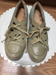 Womens NATURALIZER Leather Lace Up Loafers Comfort Shoes Size 9.5 M Green - Picture 1 of 9