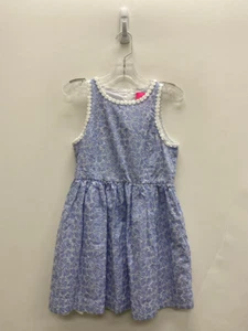 LILLY PULITZER SIZE 10 White Blue Stripes Sleeveless Eyelet Girl's Dress - Picture 1 of 2