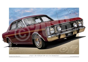 XW GS Fairmont Ford Print - Detailed Ford Car Drawings Available In 17 Colours - Picture 1 of 21