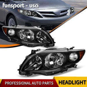 Headlights For 2009 2010 Toyota Corolla BASE LE XLE Black Amber Corner Headlamp - Picture 1 of 12