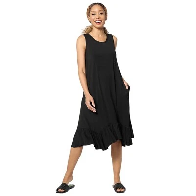 Vestido sin mangas LOGO by Lori Goldstein regular rayón 230 con dobladillo con volantes XXS Foto 1 de 4