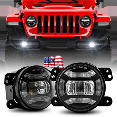 for Jeep Wrangler JL Gladiator JT Rubicon 2018-25 LED Driving Fog Light Halo DRL - Image 1 of 4