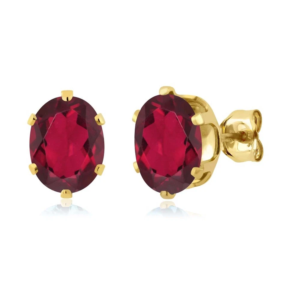 Aretes de plata enchapados en oro amarillo de 18 quilates con topacio místico rojo de 3,20 quilates 8x6 mm Foto 1 de 1