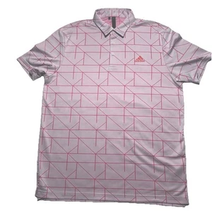 Camisa polo de golf Adidas XL rosa estampado geométrico rendimiento ropa deportiva para hombre - Imagen 1 de 9
