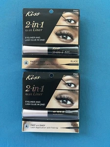 Kiss 2-in-1 Kleber Liner Eyeliner & Wimpernkleber in einem schwarz PIN01 neu, versiegelt x 2 - Bild 1 von 6