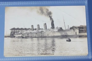 CUNARD LINE RMS MAURETANIA REAL PHOTO EARLY POSTCARD NICE MESSAGE C-1906 - Picture 1 of 3