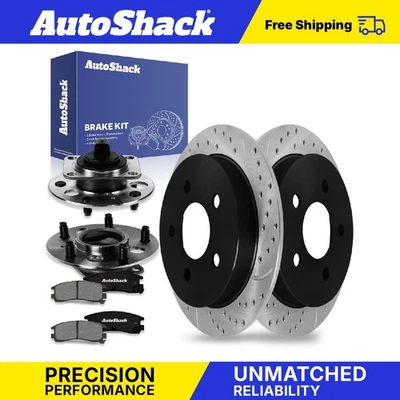 Rear Drilled Slotted Brake Rotors Premium Ceramic Pads Hubs for Buick Riviera Foto 1 de 2