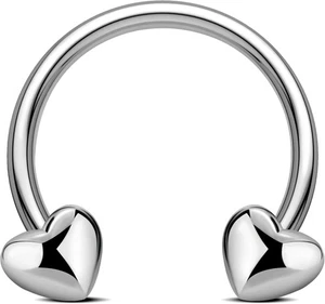 OUFER Body Piercing 16G Titanium Horseshoe Hoop Circular 8mm, heart titanium - Picture 1 of 7