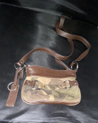 B MAKOWSKY Crossbody Brown BDU CAMO Genuine Leather Small Shoulder Key Chain Bag - Image 1 of 4
