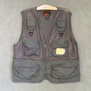 Vtg Garcia Mesh Fly Fishing Vest Size L XL Lambskin Bass Patch Rucksack Pockets - Picture 1 of 14