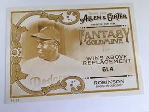 2018 Topps Allen & Ginter Fantasy Goldmine 5x7 Jackie Robinson Dodgers 3 03/10