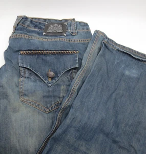 Vintage Kanji Blue Jeans 40 X 34 Distress Straight Leg Baggy - Picture 1 of 10