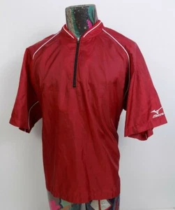 Mizuno Red Mens Quarter Zip Short Sleeve Pullover Windbreaker Large - Picture 1 of 12