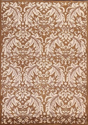 Floral Nepalese Oriental Hand-knotted Area Rug Vegetable Dye Wool Carpet 6x9 ft - Image 1 of 4