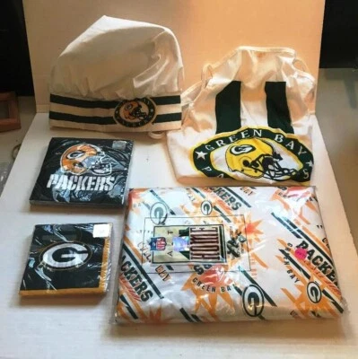 SERVILLETAS, SOMBRERO DE CHEF, DELANTAL Y MANTEL GREEN BAY PACKERS FIESTA COCINA Foto 1 de 4