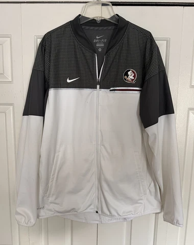 Florida State Nike On Field Dri Fit Flash Hybrid Full-Zip Jacket Sz M Gray White Cover