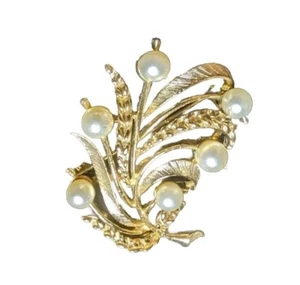 Lisner Brooch Pearl-Like Stones Gold Tone VINTAGE! dec23 - Picture 1 of 15