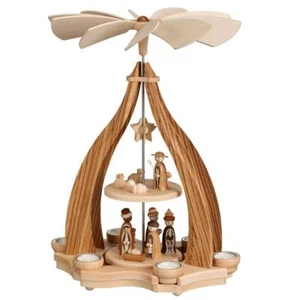 Tischpyramide Christi Geburt natur mit Teelichter HxLxB 47,5x34x34cm NEU - Picture 1 of 1