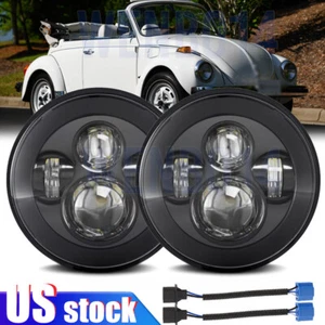 Pair 7" Inch Round LED Headlights Hi-Lo Beam DOT for VW Beetle 1950-1979 - Picture 1 of 10