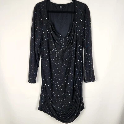 Shein Curve Womens Ruched Midi Dress Size 4XL 18 Black Glitter Mesh Soft Corset - image 1 of 4