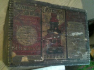 Antique EASYBRIGHT Shoe Dressing Finger Joint Wood Wooden Box Crate Primitive - Picture 1 of 12