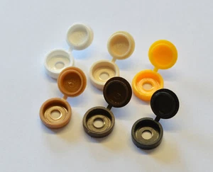 PLEGADO DE PLÁSTICO SOBRE TAPAS DE TAPA DE ROSCA CON BISAGRAS para tornillos M3.5 y M4 6-8g - Imagen 1 de 14