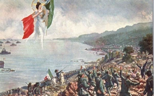 Postal Marina Real Italiana Raro Ángel de la Guarda Soldados en Batalla - Imagen 1 de 2