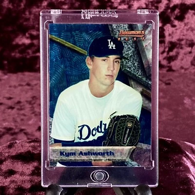 Kym Ashworth 1994 Bowman Best Blue Parallel RC #74 Los LA Dodgers Rookie Jersey - Image 1 of 4