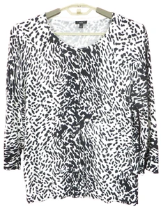 SC001413 TALBOTS maglione cardigan donna cotone rayon manica 3/4 animale leopardato L - Foto 1 di 10