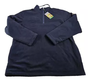 Orvis 1/4 Zip Pullover Men XL Navy Sherpa Fleece Lined Waffle NWT Sweatshirt - Picture 1 of 16