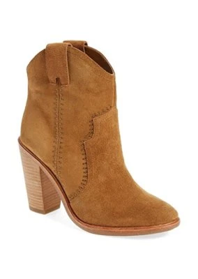 New JOIE Monte Heels Brown Cognac TanSuede Studded Ankle Booties Boots 6 36.5 - Image 1 of 4
