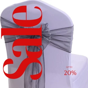ORGANZA - CHARCOAL- Chair Sashes Bows for Wedding Reception Event Banquets Chair - Picture 1 of 2