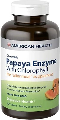 American Health Suplemento de clorofila enzima papaya 600 comprimidos masticables Foto 1 de 2