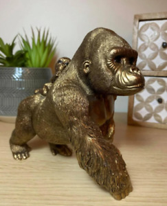 Bronze Gorilla Ornament Monkey Baby Statue Vintage Sculpture Resin Effect Statue