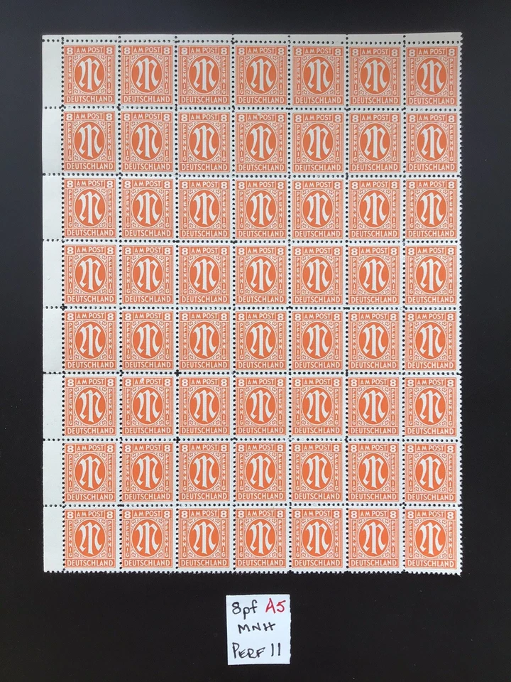 Germany 1945 MNH British & American Allied Military Block Of 56 8pf Type 1 Issue - Image 1 of 1